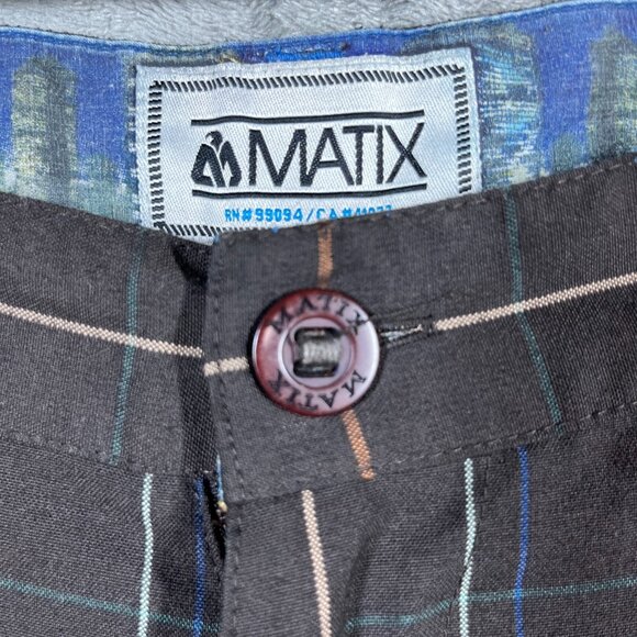 Matix Shorts Mens Brown Size 30  Bogart Plaid Skate Chino Pockets - Picture 2 of 12